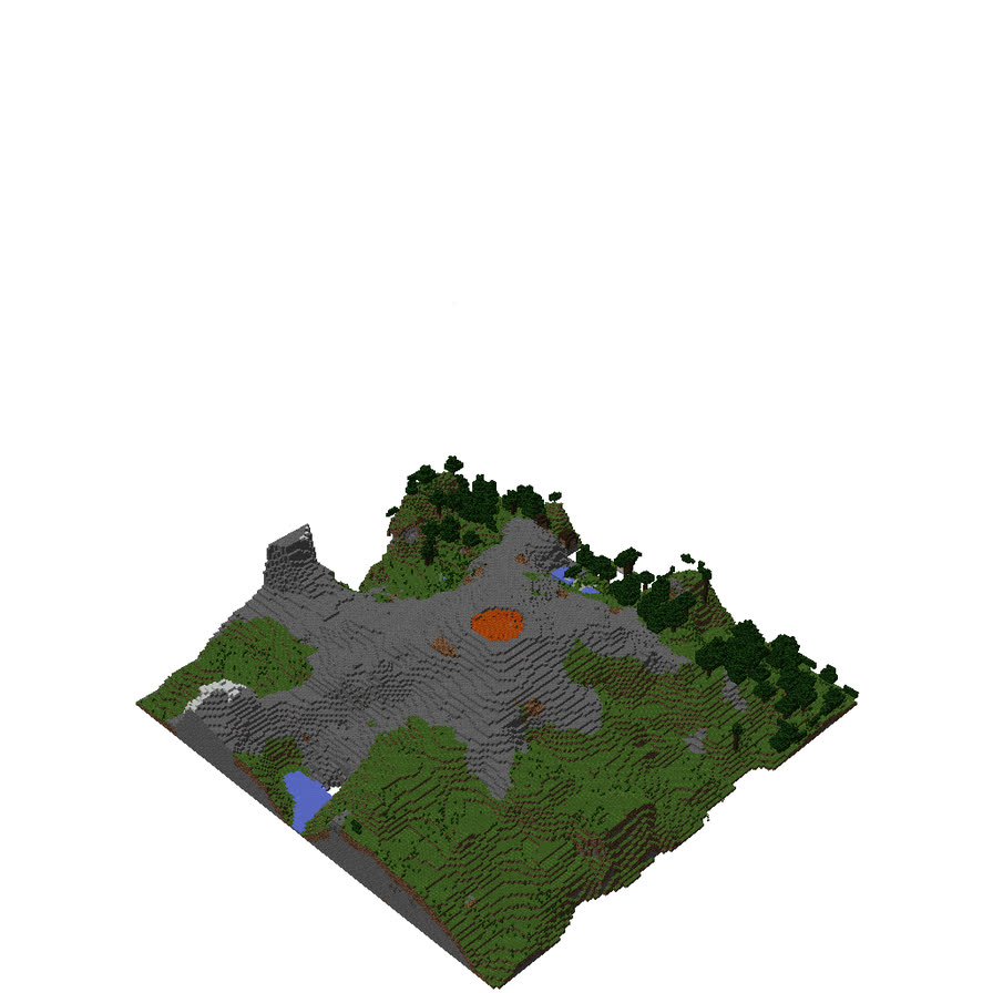 Dream-Cubed generated grassy volcano