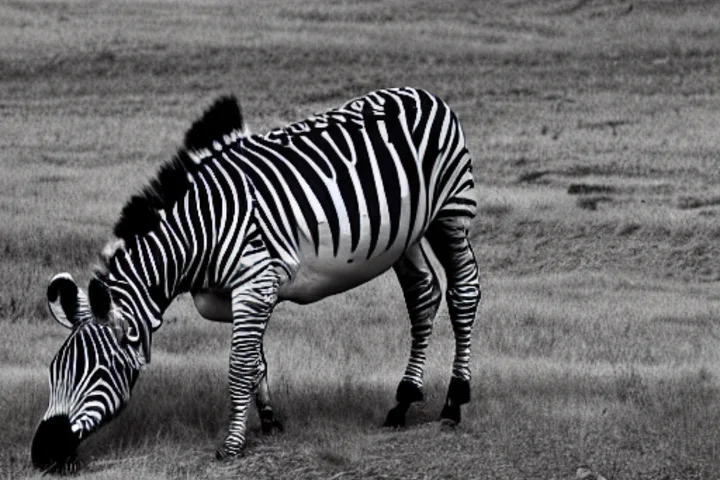 AI-generated zebra made with Stable Diffusion 1.4, misclassified as real by UnivFD and correctly classified as AI-generated by our Mah-NCM-based detector