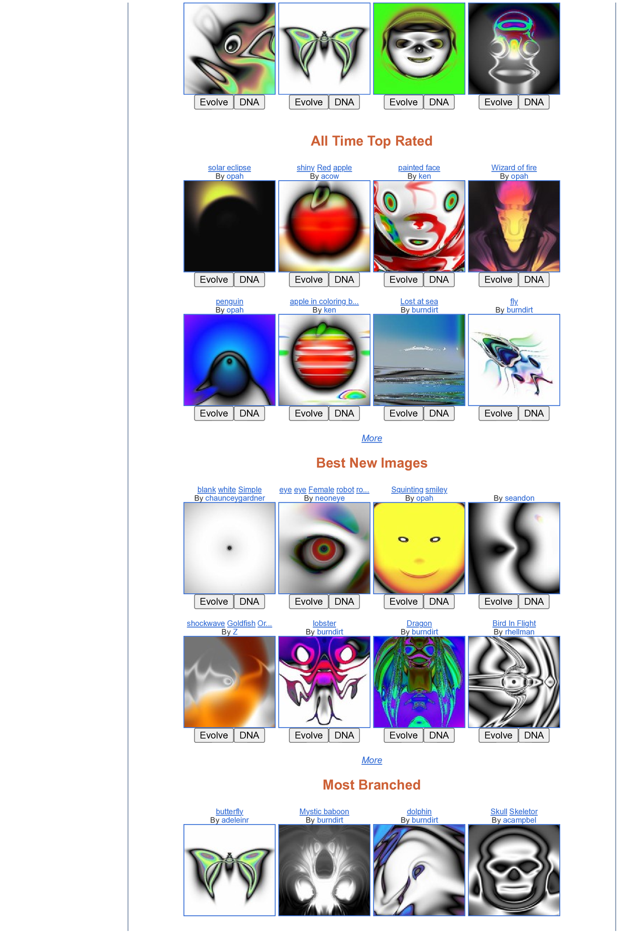 The Picbreeder website, page 2 of 3&mdash;click to open our AI re-creation