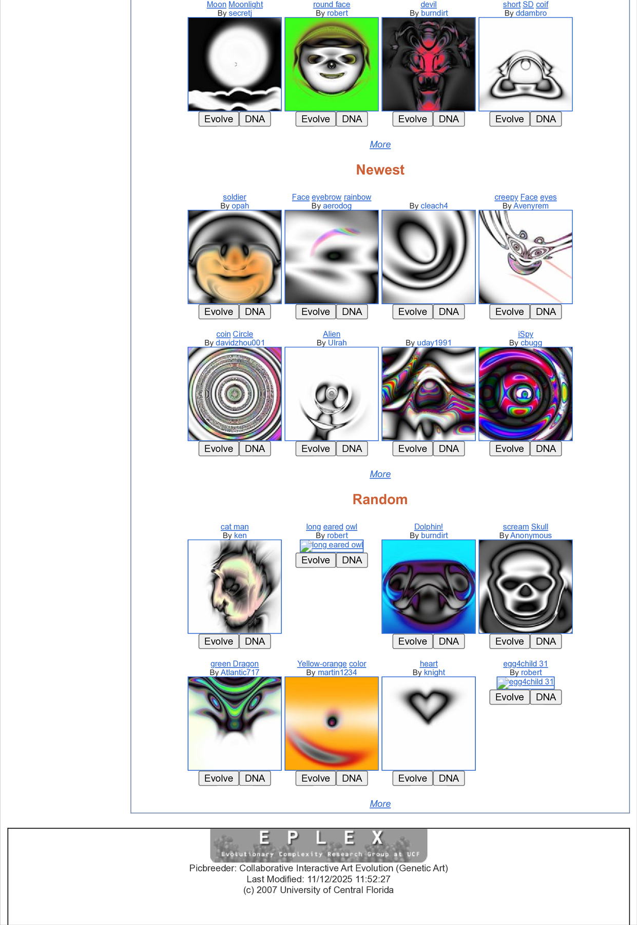 The Picbreeder website, page 3 of 3&mdash;click to open our AI re-creation